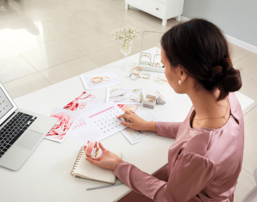 Mulher anotando tarefas em um planner